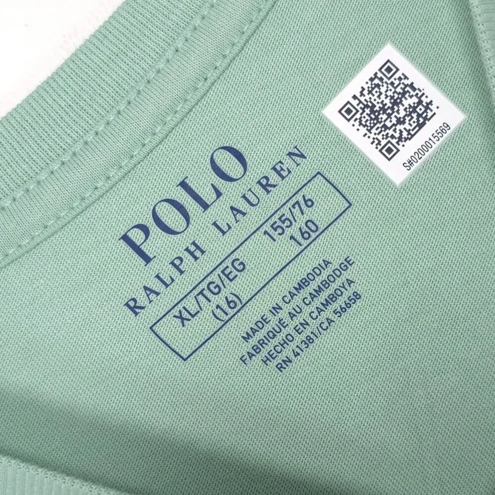 POLO RALPH LAUREN Kids Girls XL (16) New T-Shirt Top Green Logo Graphic Cotton